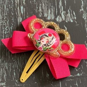 nurse gift - Brass knuckle hair bow - hologrsphic - nurse - handmade - kawaii​​​